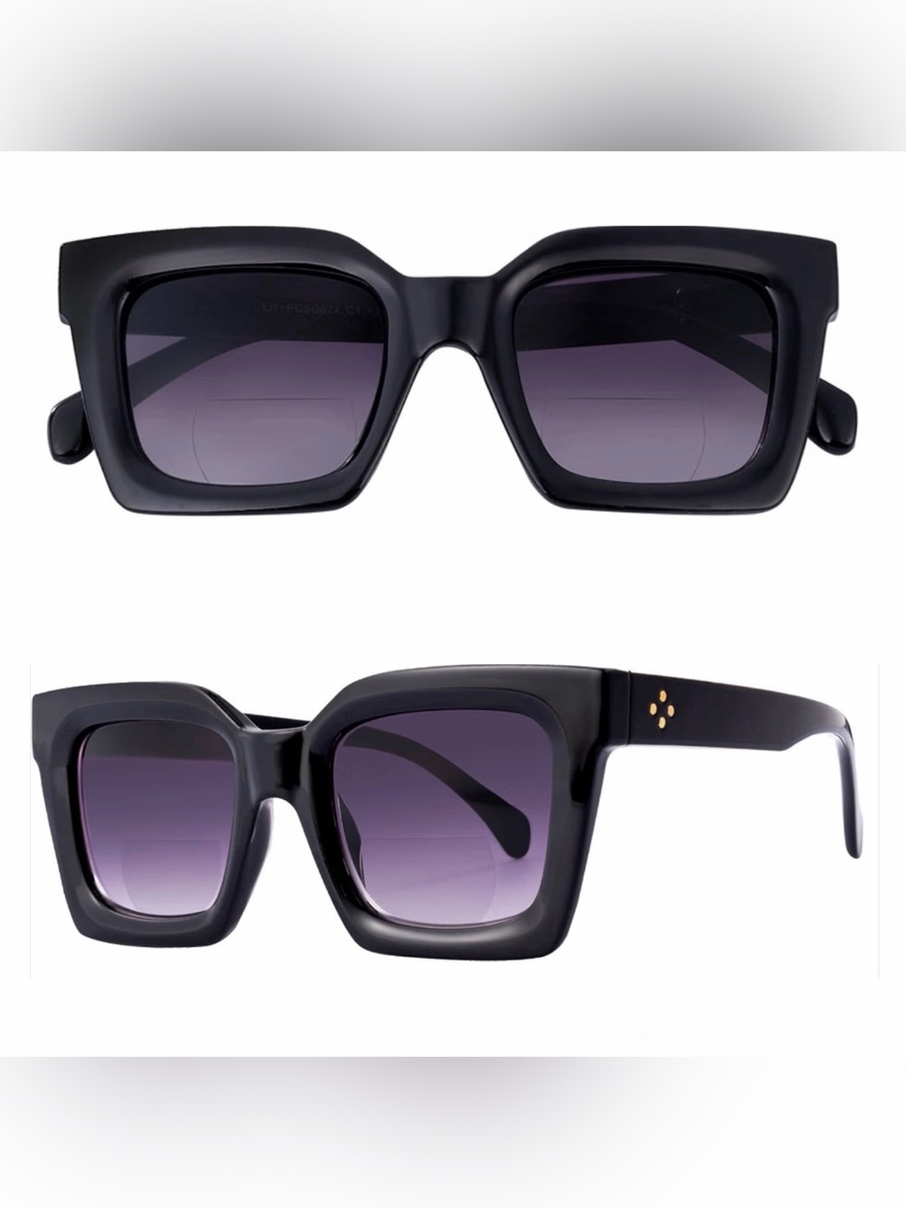 Woman’s Black Fashion Bifocal Reading Sunglasses UV400 Protection +1.5
